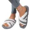 Pantuflas de felpa a rayas transfronterizas para mujer, para uso en casa en otoño e invierno, con suela gruesa, punta abierta, antideslizantes, cálidas para interior, de algodón