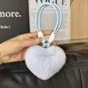 Lindo Conejo Rex Real Peluche Pequeño Corazón de Melocotón Llavero de Coche Colgante Lindo Bola de Felpa Corazón Mochila Escolar Colgante de Bolso Regalo