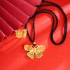 Collar y anillo de mariposa hueca azul que quema de oro, aleación de cobre, chapado en oro antiguo, fábrica patrimonial, venta al por mayor, suministro de Yiwu