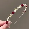 Ano Novo Estilo Vermelho Esponja Headband Cranial Alto Topo de Alta Qualidade Sense Couro Headband Feminino Novo Simples All-match Headwear Acessórios para Cabelo