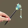 Horquilla Antigua de Imitación de Sándalo de Alta Calidad Broche Elegante para el Cabello Borla de Madera Accesorios para el Cabello Paso a Paso Hanfu Cheongsam