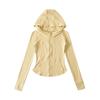 Chica Atractiva Cintura Ceñida Fitness Cardigan Chaqueta de Manga Larga Estilo Otoño Nuevo para Mujer Alta Elasticidad Ajustado Delgado Sudadera