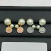 Pendientes Dijia 2025 de Resina Vintage con Letras de CD para Mujer con Agujas de Plata, Estilo de Lujo de Alta Gama, Pendientes de Perlas Grandes y Pequeños