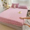 Cobertor de Cama Espesso de Flanela Leite Fleece Macio Confortável Quente de Inverno Simples Cor Sólida Cobertor de Cama Conjunto de Três Peças Roupa de Cama