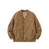 Nice3Rule Chaqueta de plumón de invierno para hombre, corte holgado, plumón de pato blanco, cuello retro japonés sin cuello, chaqueta de piloto Nyr001