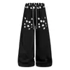 Pantalones de chándal casuales estilo retro americano con bolsillo de estrella para hombre y mujer, diseño de baile de corte holgado 2026, pantalones de pierna ancha, modernos