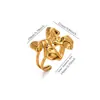 Anel Feminino Dourado em Aço Titânio Não Desbota, Design de Nicho Acessível, Laço Transfronteiriço Aliexpress, Tendência Ins