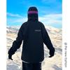 Chaqueta de Esquí Guerrero Negro Otoño e Invierno, Cremallera Resistente al Agua para Exteriores, Forro Polar, Engrosada, Corte Holgado, Abrigo de Esquí Oversize