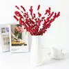 Simulação Galho Único Três Pontos Pequeno Fruto de Inverno Flor Artificial Atacado Ano Novo Fruta Vermelha Decoração de Casa Fruta Artificial