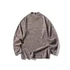 Yidao Vintage 25 Otoño Nuevo Estilo Retro Japonés Tela Cepillada de Alta Calidad Diseño de Cuello Alto Camiseta Holgada de Manga Larga para Hombre