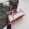Bolsa de ombro com laço única e sofisticada para mulheres, nova bolsa baguette estampada, bolsa de ombro moderna, fresca e doce