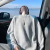 Suéter tejido de color liso, suave y amigable con la piel, nuevo suéter casual de otoño/invierno, estilo unisex para parejas, color liso, hombros caídos