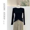 Ropa interior térmica cálida de otoño e invierno para mujer, camiseta de manga larga ajustada de cuello alto medio de alta gama con chaqueta, top pequeño fragante