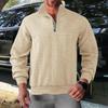 Suéter informal retro transfronterizo americano con cuello y cremallera para hombre, jersey de manga larga con costuras pesadas de jacquard de 300 g para hombre