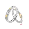 Anillo de Plata de Ley s999 El Principito y Estrellas Lujo Ligero Nicho Anillos de Pareja Anillo Ajustable Joyería de Plata para Mujer