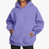 Moletom com Capuz Hip-Hop de Lã Amazon para Mulheres, Cor Sólida, Manga Longa, com Bolsos, Moletom Pulôver Solto, Hoodie Lulu