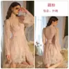 Camisola Sexy Renda Franzida com Bojo e Robe, Estilo Rosa Pura Tentação Desejo, Conjunto de Lingerie Feminina Plus Size P4058