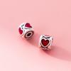 999 Plata Pura 3D Plata Dura Pegamento Corazón Cubo Cuentas 8mm Cuentas Espaciadoras Pulsera Cuentas Sueltas DIY Hecho a Mano Accesorios de Cuerda T0653