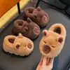 Chinelos de Algodão de Inverno Kapibala para Crianças Meninos e Meninas, Quentes e Peludos, Adequados para Crianças Maiores, com Toque Macio ao Pisar, Sapatos de Algodão Fechados Atrás para Bebês