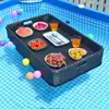 Bandeja flutuante para piscina e fonte termal, cesta redonda de rattan em formato de coração, adequada para pousadas, hotéis e vilas, com porta-copos e bandeja de café da manhã