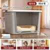 Caixa de armazenamento para animais de estimação com portas duplas, caixa de areia para gatos, caixa de armazenamento com tampa, cama à prova de poeira para gatos e cães, suprimentos para animais de estimação empilháveis de várias camadas