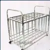 Carrito de Bolas de Acero Inoxidable Cesta Gruesa de Almacenamiento para Guardería Aro de Baloncesto Infantil Carrito Móvil Plegable para Adultos Estante de Bolas