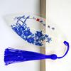 Marcador de vena de hoja, pintura tradicional china, porcelana azul y blanca, marcador creativo de vena de hoja real, estilo chino, porcelana azul y blanca, artesanía