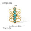 Anel Wanxing Personalizado Europeu e Americano Banhado a Ouro 18k em Aço Inoxidável com Turquesa para Mulheres, Conjunto de Colares Simples, Atacado Transfronteiriço