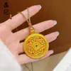 Retenção de Cor Alta Esmalte Dourado Areia Colorido Vajra Oito Tesouros Bússola Giratória Pingente Colar Placa Redonda Atacado