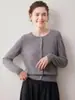 Suave y cómodo 2026 colección de otoño nueva: cárdigan de cachemira para mujer, suéter de cuello redondo, prenda exterior corta para primavera e invierno, chaqueta de punto para mujer