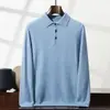 Suéter de cachemira con cuello POLO, manga larga, top para hombre, diseño plano de 12 puntos, corte holgado, talla grande, suéter cálido