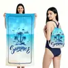 Toalla de playa plegable de gran tamaño 80X160, toalla de baño estampada, toalla de playa integrada, bolsa integrada, portátil