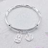Nuevo Pulsera de Dos Generaciones Envuelto en Espiga de Arroz para Mujer con Colgante de Mariposa y Loto, Pulsera de Plata Pura 999 Chapada de Empuje y Tirón