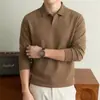 Camisa polo de manga larga para hombre, transfronteriza, otoño e invierno, casual de negocios, color liso, tela modal con mezcla de lana, camiseta con cuello