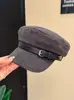 Gorra de estilo británico vintage para mujer con hebilla de cinturón, ala ancha, estiliza el rostro, transpirable y cómoda, gorra de vendedor de periódicos, artística y versátil