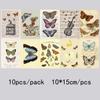Pintura Decorativa Vintage Borboleta 10 Pequenos Cartões Decorativos Frescos Cartões Postais de Parede Dormitório Sala de Estar Quarto Pintura Decorativa
