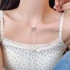 Colar de Puxar com Laço e Franja Estilo Coreano Feminino 2024 Novo Estilo Quente Design Sense Corrente para Clavícula Acessórios Elegantes de Colar