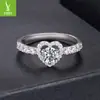 Anillo Original Yinziyun Brillante de Moissanita de 50 Puntos Anillo de Boda Clásico Corazón Plata de Ley S925 Anillo Brillante