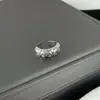 Anel de Diamante Escovado com Recortes Estilo Luxo Leve, Design Vintage Usado, Abertura Ondulada, Anel Ajustável