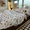 Ins Perro Xiaoqing Cuatro Estaciones Algodón Lavado Corazón de Niña Linda Cuadros Azules Juego de Cama de Cuatro Piezas Juego de Tres Piezas