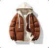 Jaqueta de Inverno Juvenil Falsa de Duas Peças com Acolchoamento de Algodão Estilo Coreano Tendência Jaqueta Grossa com Acolchoamento de Algodão 2025 Nova de Inverno Masculina Multicor