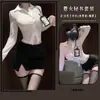 Man Yu Roupa Íntima Sexy Feminina Fantasia de Secretária Uniforme Saia Sedutora que Molda o Corpo Conjunto Erótico Estilo Abstinência 9625