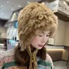 Sombrero de Felpa para Mujer con Orejas de Conejo Protectoras y Circunferencia de Cabeza Grande, Tejido a Crochet Hecho a Mano para Otoño e Invierno, Adelgazante, Cálido, Suave y Engrosado