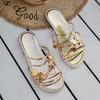 Sandalias planas con diamantes de imitación y mariposas de talla grande para mujer, de comercio exterior europeo y americano, para primavera y verano de 2024