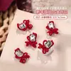 Año Nuevo Rojo Lunares Lazo Arte de Uñas Joyería Rojo Chino Carácter de Bendición Lingote Propicio Deseoso Accesorios de Uña Portátiles