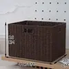 Caixa de Armazenamento Estilo Japonês, Cesta de Armazenamento para Sala de Estar e Quarto, Cesta de Armazenamento de Palha e Rattan Sintéticos, Cesta de Armazenamento para Armário de Casa