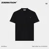 Camiseta Masculina Zoewatson 2026 Verão Novo Estilo Color Blocking Patchwork Design de Bolso com Aba Manga Curta Moda Versátil