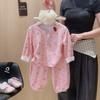 Conjunto de Suéter de Otoño para Niñas Bebé Lindo Falso Dos Piezas Casual Estampado Traje Infantil Dibujos Animados Lazo