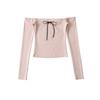 Y1967-25 Primavera Novo Design Europeu e Americano Senso de Design Ombro a Ombro Listrado Manga Longa Slim Top Camisa Base Camiseta