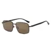 Óculos de Sol Masculino High-End Moderno Retrô Armação Quadrada de Metal Lentes de Nylon Polarizadas Óculos para Motorista